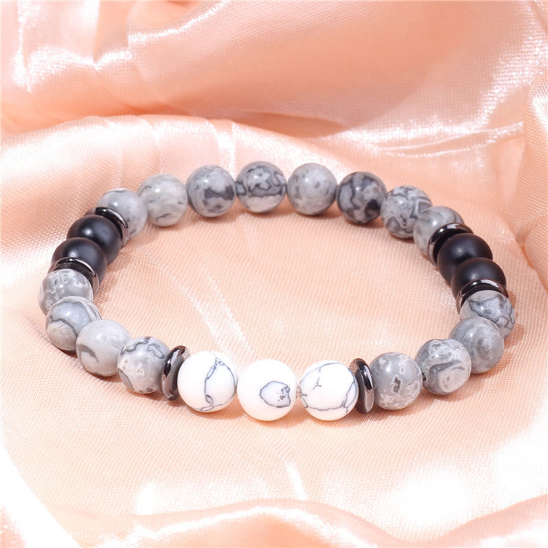Bracciale Olivenorma con perline di diaspro grigio naturale