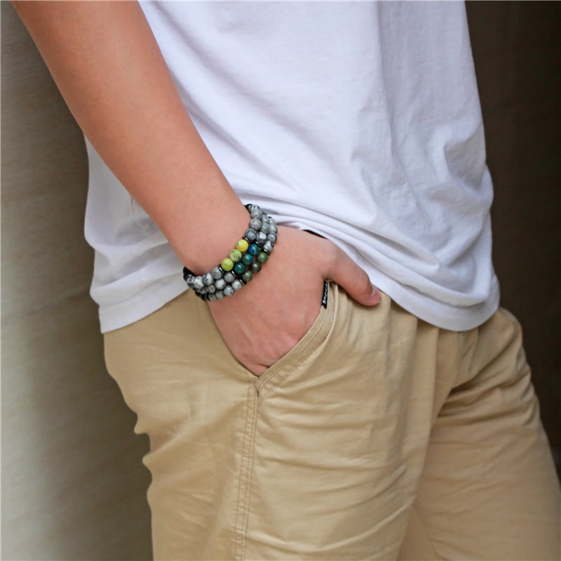 Bracciale Olivenorma con perline di diaspro grigio naturale