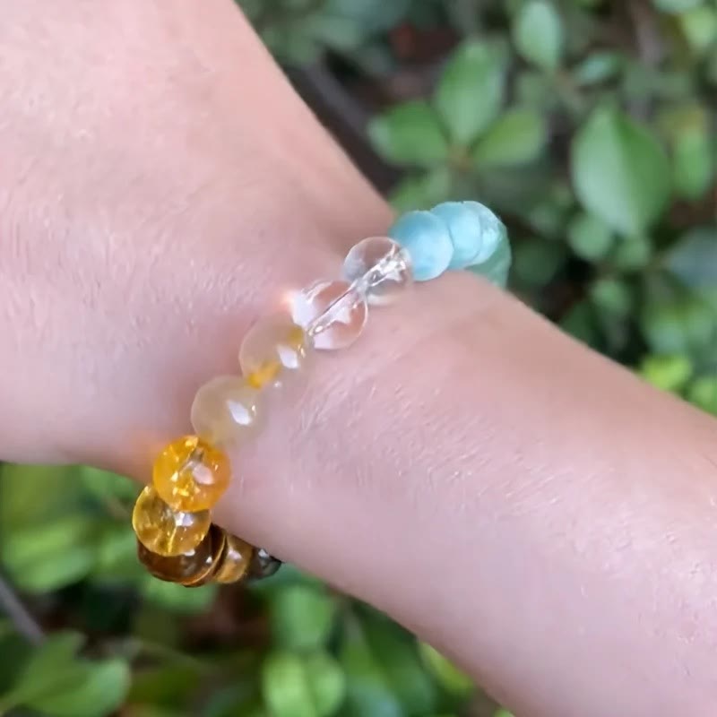 Braccialetto con soldi in malachite e occhio di tigre Olivenorma