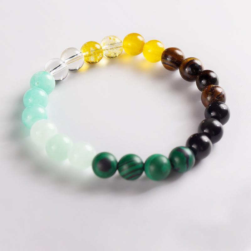 Braccialetto con soldi in malachite e occhio di tigre Olivenorma