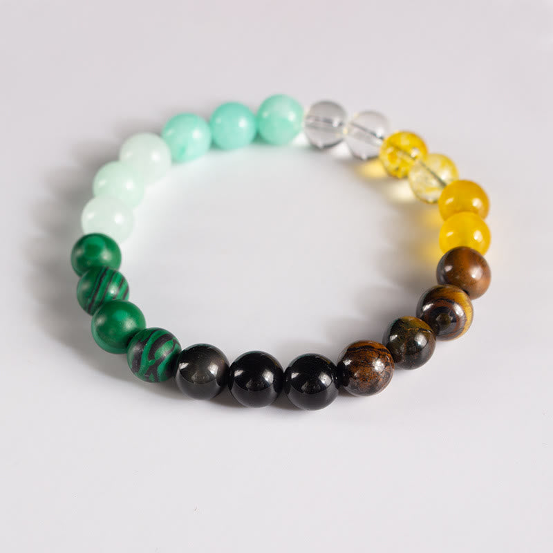 Braccialetto con soldi in malachite e occhio di tigre Olivenorma