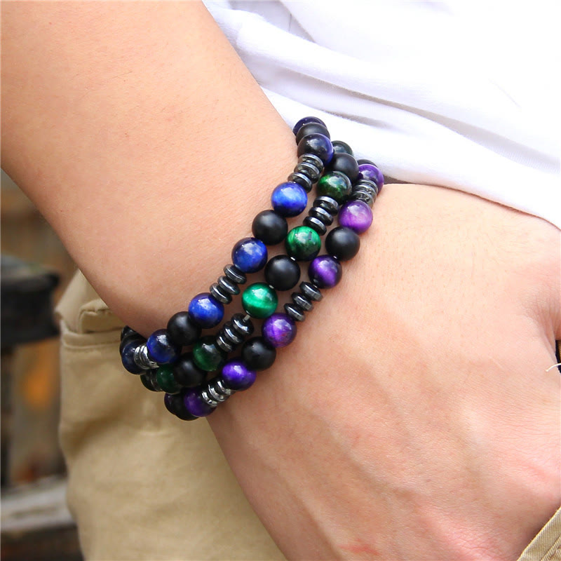 Bracciale di perline di pietra occhio di tigre ematite naturale Olivenorma