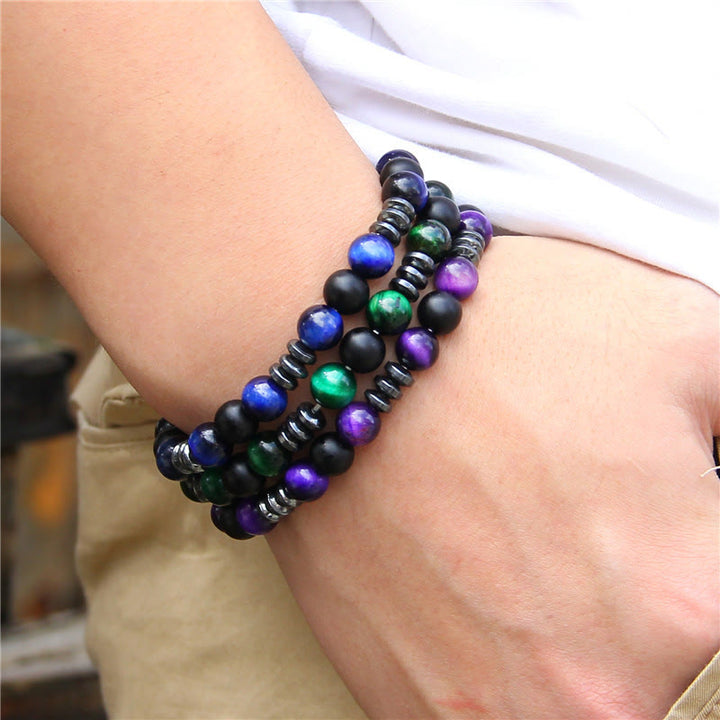 Bracciale di perline di pietra occhio di tigre ematite naturale Olivenorma