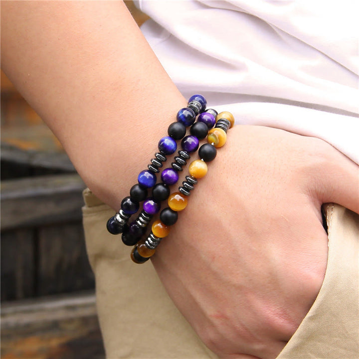 Bracciale di perline di pietra occhio di tigre ematite naturale Olivenorma