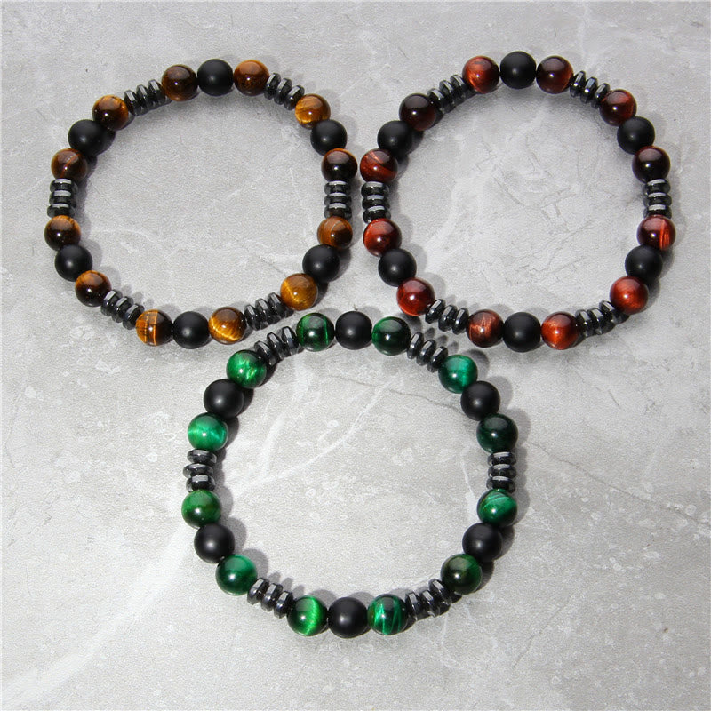 Bracciale di perline di pietra occhio di tigre ematite naturale Olivenorma