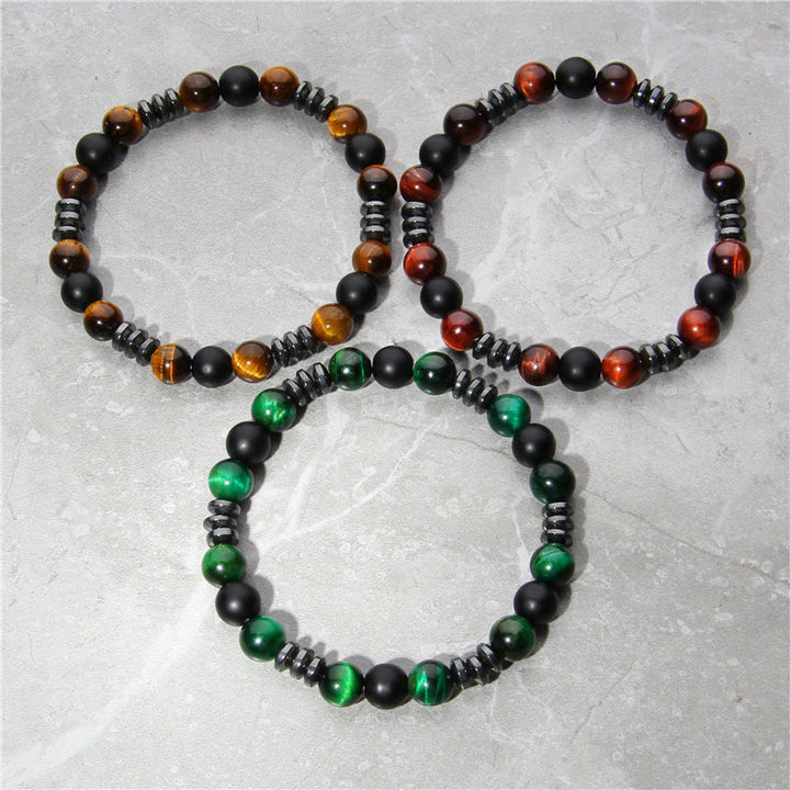 Bracciale di perline di pietra occhio di tigre ematite naturale Olivenorma