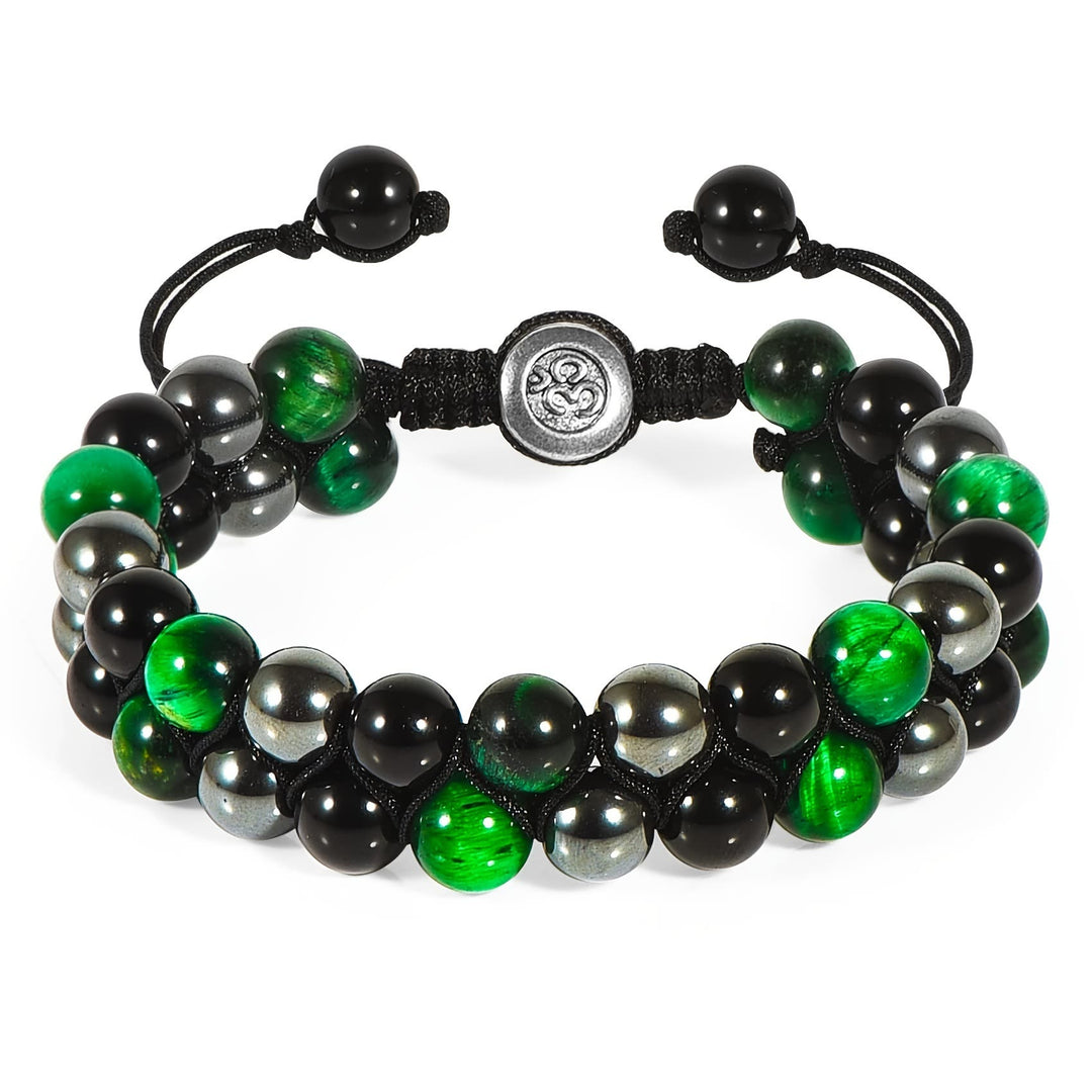 Bracciale OM da uomo con perline in occhio di tigre blu Olivenorma