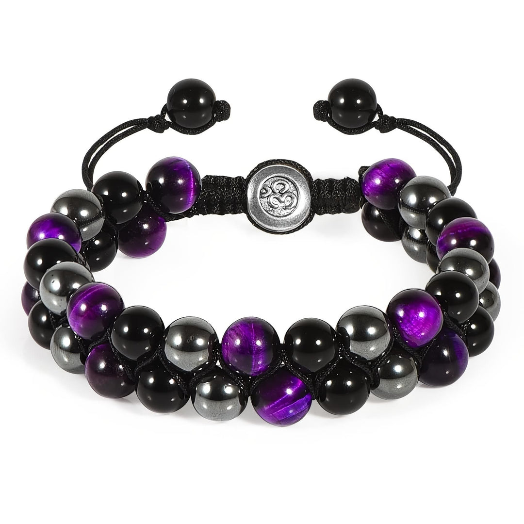 Bracciale OM da uomo con perline in occhio di tigre blu Olivenorma