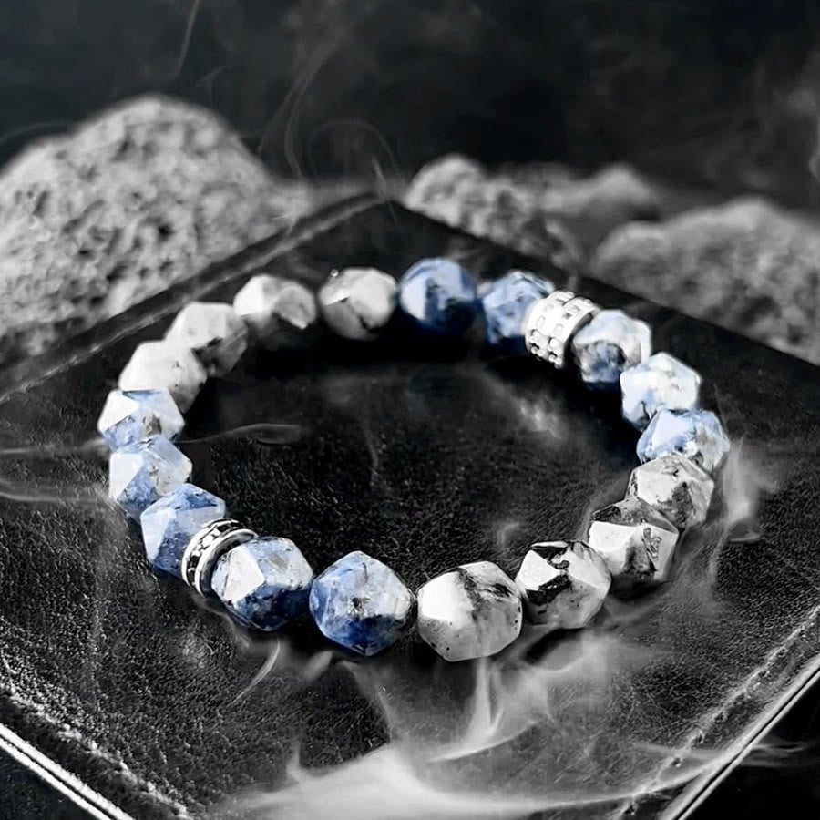 Braccialetto Olivenorma da uomo con sfaccettature geometriche in sodalite blu e labradorite