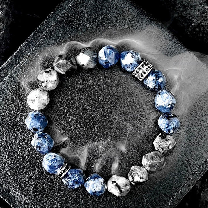 Braccialetto Olivenorma da uomo con sfaccettature geometriche in sodalite blu e labradorite