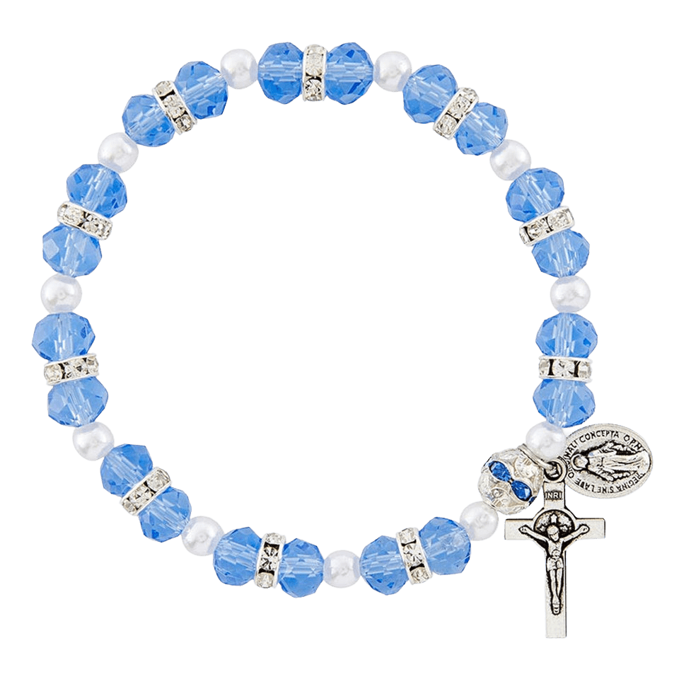 Bracciale rosario in cristallo di zaffiro Olivenorma "Grounded In Faith"