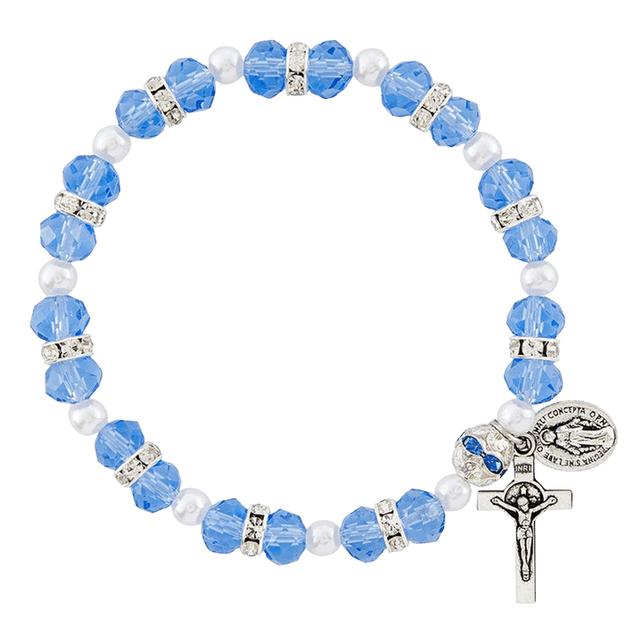 Bracciale rosario in cristallo di zaffiro Olivenorma "Grounded In Faith"