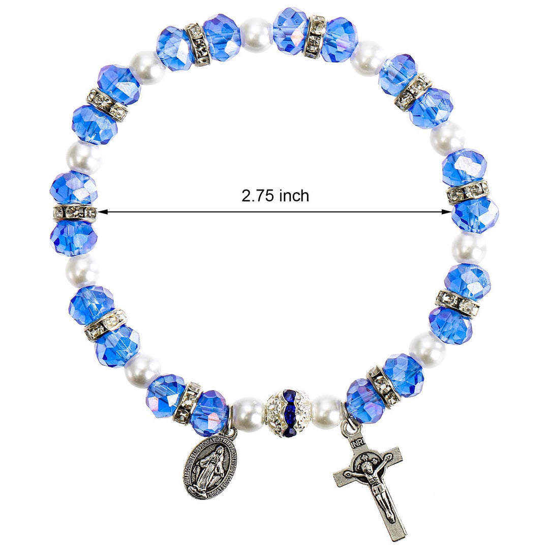 Bracciale rosario in cristallo di zaffiro Olivenorma "Grounded In Faith"