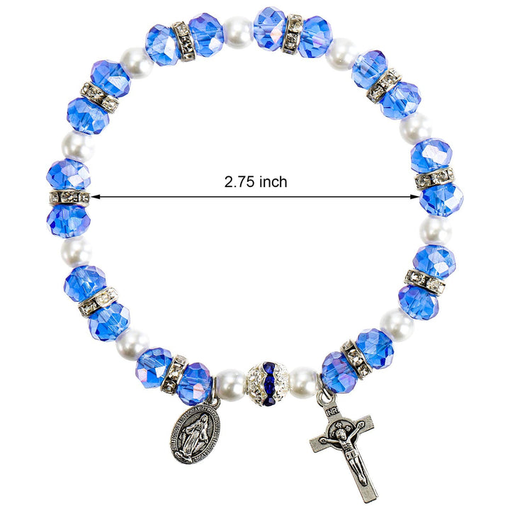Bracciale rosario in cristallo di zaffiro Olivenorma "Grounded In Faith"