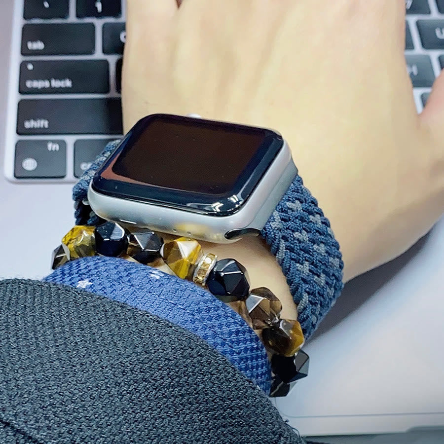 Olivenorma Bracciale da uomo con sfaccettature in occhio di tigre e perline di onice nero