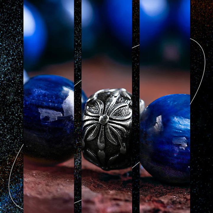 Bracciale Olivenorma da uomo con perline di lapislazzuli, ametista e pietersite