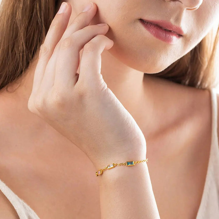 Braccialetto rettangolare personalizzato con pietra portafortuna Olivenorma