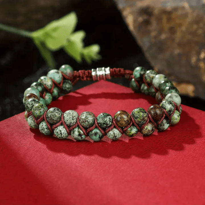 Bracciale in corda intrecciata turchese africano Olivenorma
