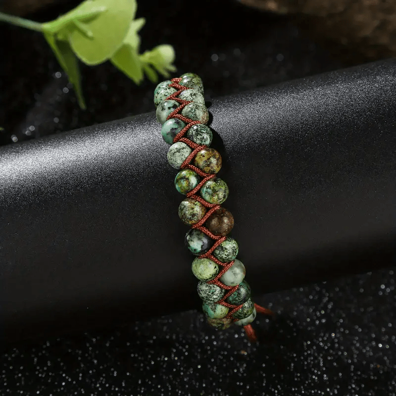 Bracciale in corda intrecciata turchese africano Olivenorma