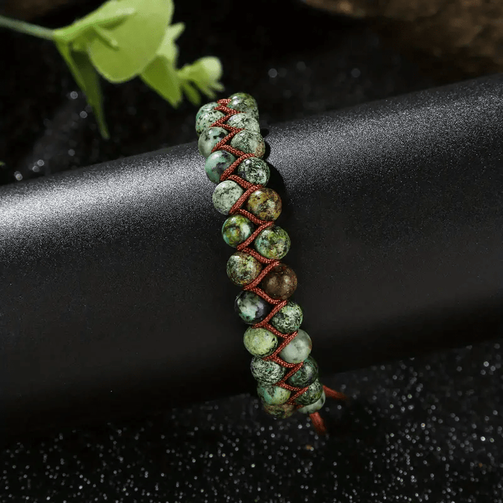 Bracciale in corda intrecciata turchese africano Olivenorma