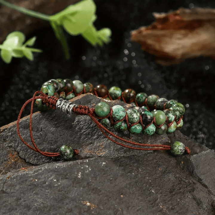 Bracciale in corda intrecciata turchese africano Olivenorma