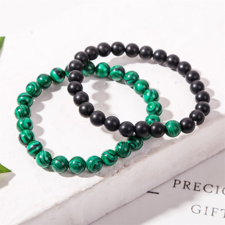 Bracciale Olivenorma in malachite e onice nero da 8 mm