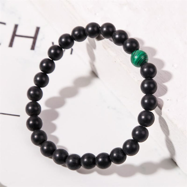 Bracciale Olivenorma in malachite e onice nero da 8 mm