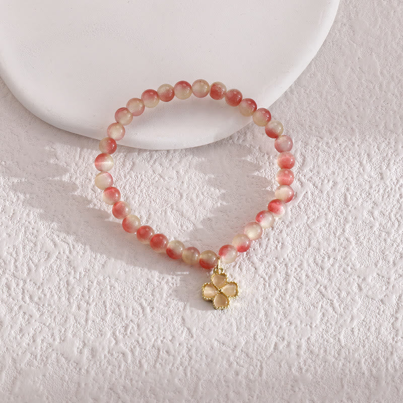 Bracciale con ciondolo a forma di quadrifoglio con pietra occhio di gatto Olivenorma