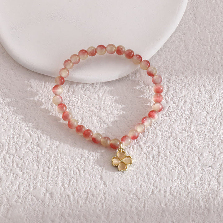 Bracciale con ciondolo a forma di quadrifoglio con pietra occhio di gatto Olivenorma