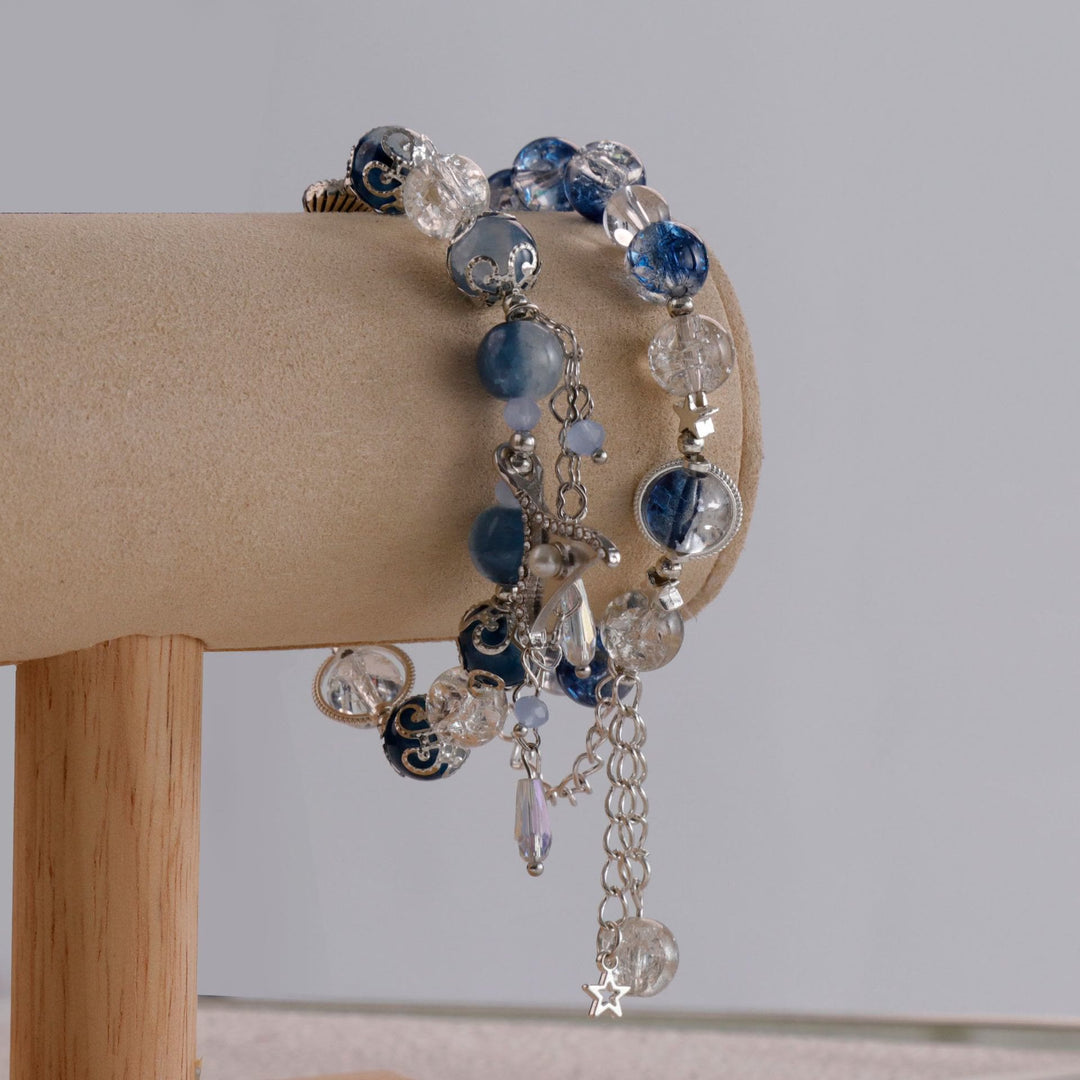 Bracciale Olivenorma in cristallo di vetro a contrasto blu e bianco - image 5