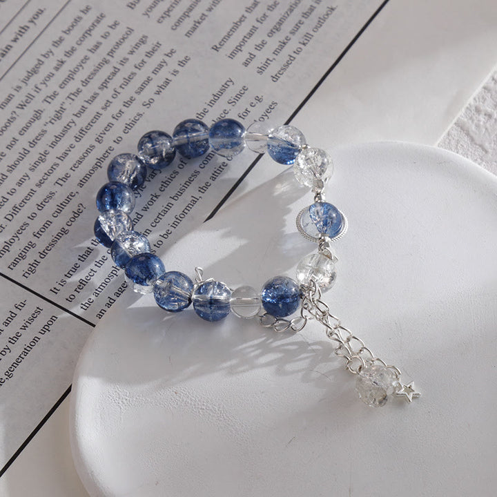 Bracciale Olivenorma in cristallo di vetro a contrasto blu e bianco - Ciondolo a forma di stella - image 1