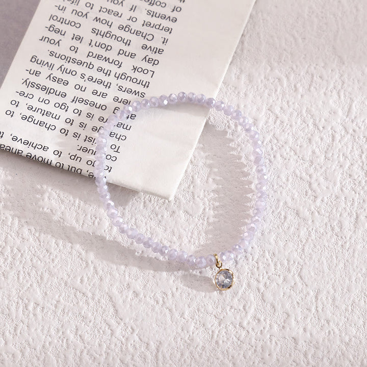 Olivenorma Braccialetto con perline di riso colorate e ciondolo in zircone bianco