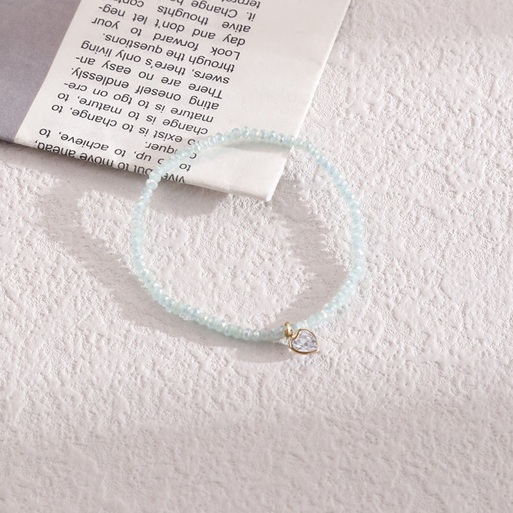 Olivenorma Braccialetto con perline di riso colorate e ciondolo in zircone bianco