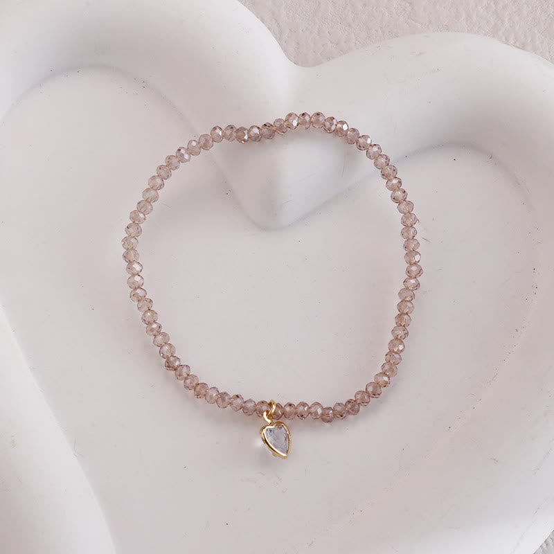 Olivenorma Braccialetto con perline di riso colorate e ciondolo in zircone bianco