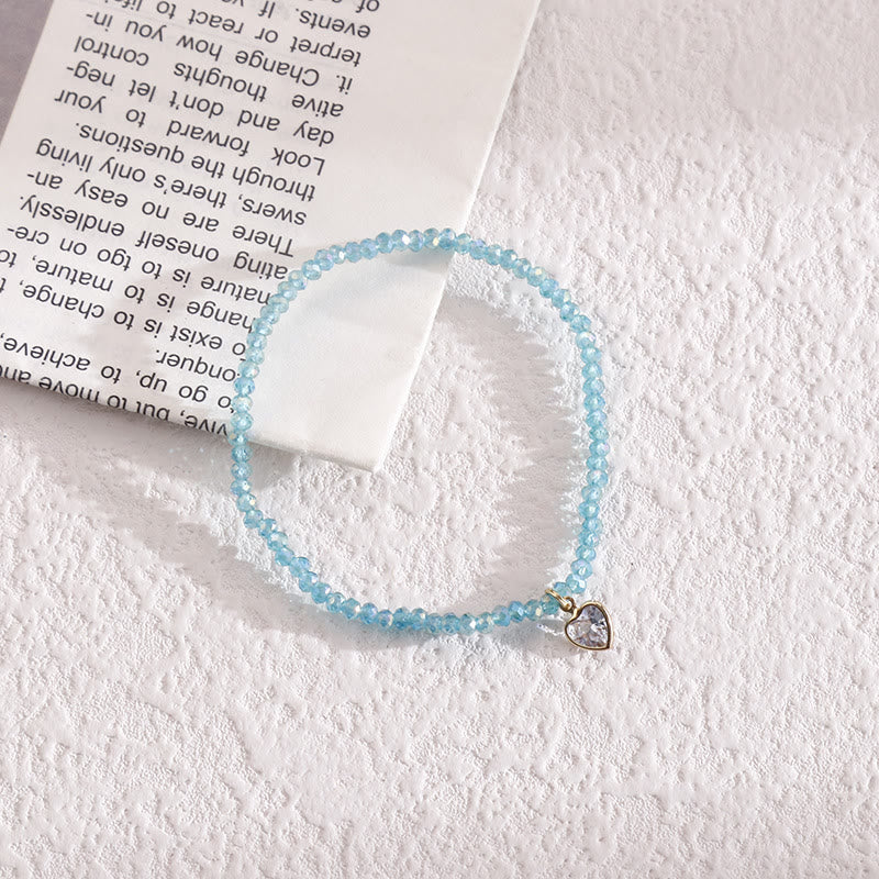 Olivenorma Braccialetto con perline di riso colorate e ciondolo in zircone bianco