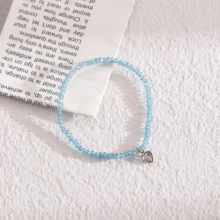 Olivenorma Braccialetto con perline di riso colorate e ciondolo in zircone bianco