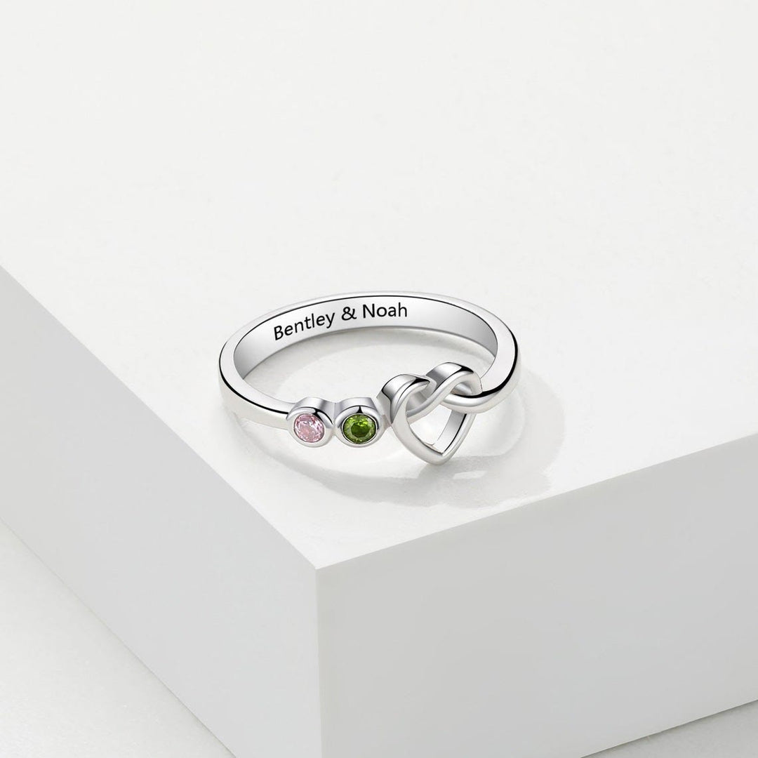 Olivenorma Cravatte personalizzate Anello con pietra portafortuna incisa a cuore