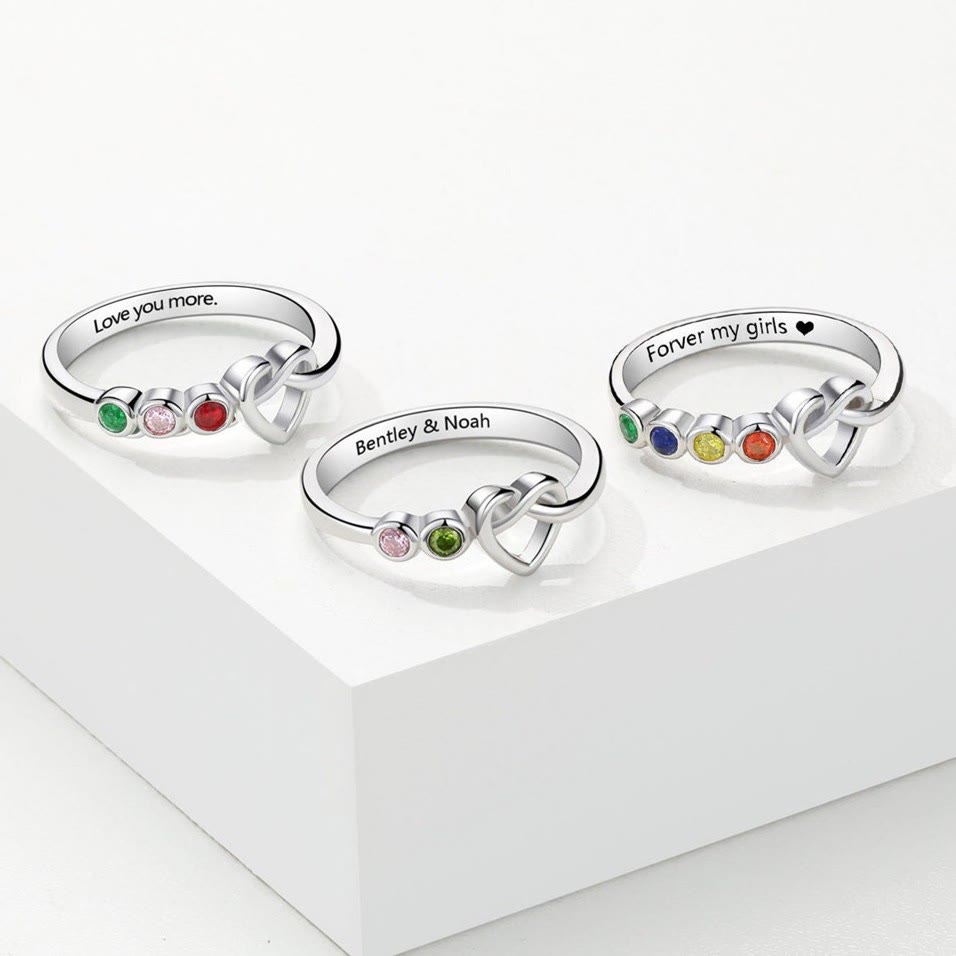 Olivenorma Cravatte personalizzate Anello con pietra portafortuna incisa a cuore