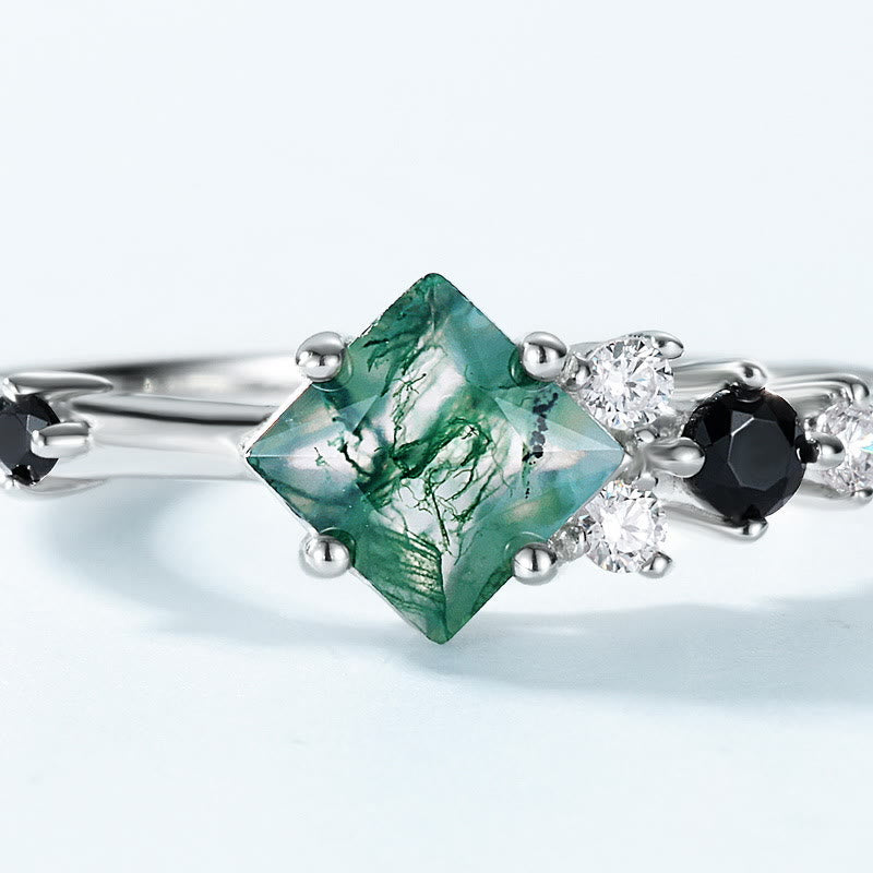 Anello Olivenorma in argento Sterling S925 con agata muschiata quadrata - image 5