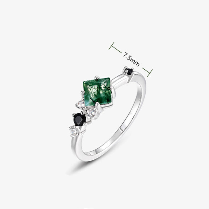 Anello Olivenorma in argento Sterling S925 con agata muschiata quadrata - image 7
