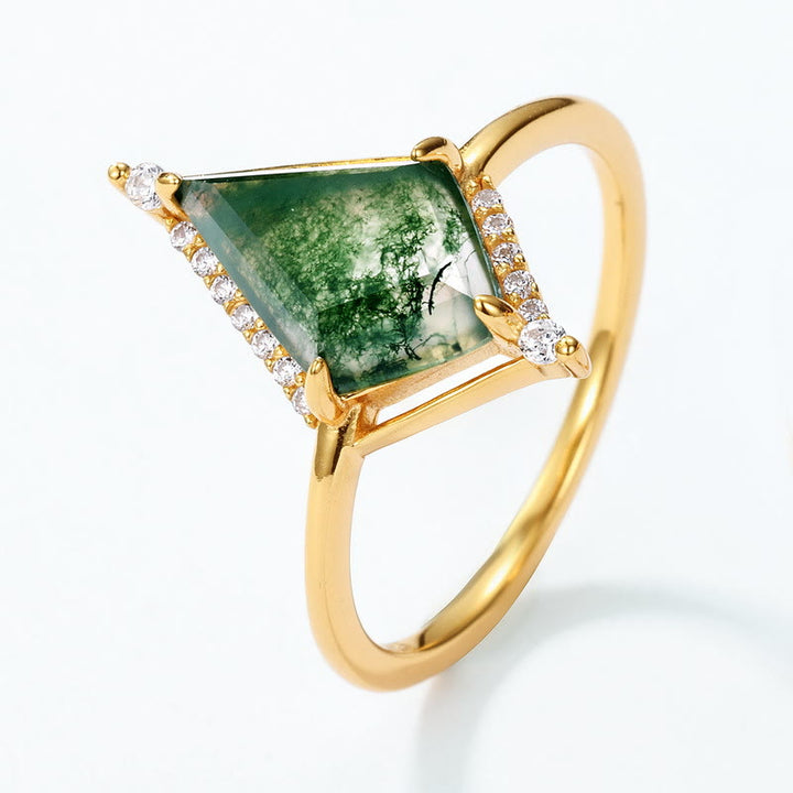 Olivenorma 2 pezzi anello in argento S925 con agata muschiata e diamanti