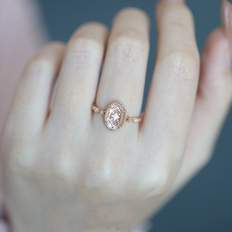 Anello Olivenorma in argento 925 con cristallo trasparente inciso antico