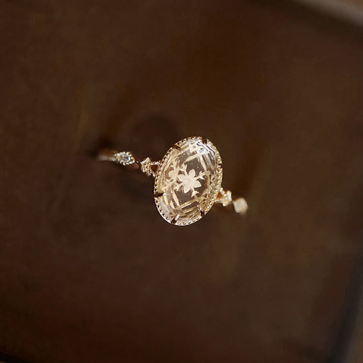 Anello Olivenorma in argento 925 con cristallo trasparente inciso antico