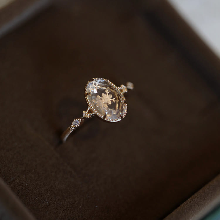 Anello Olivenorma in argento 925 con cristallo trasparente inciso antico