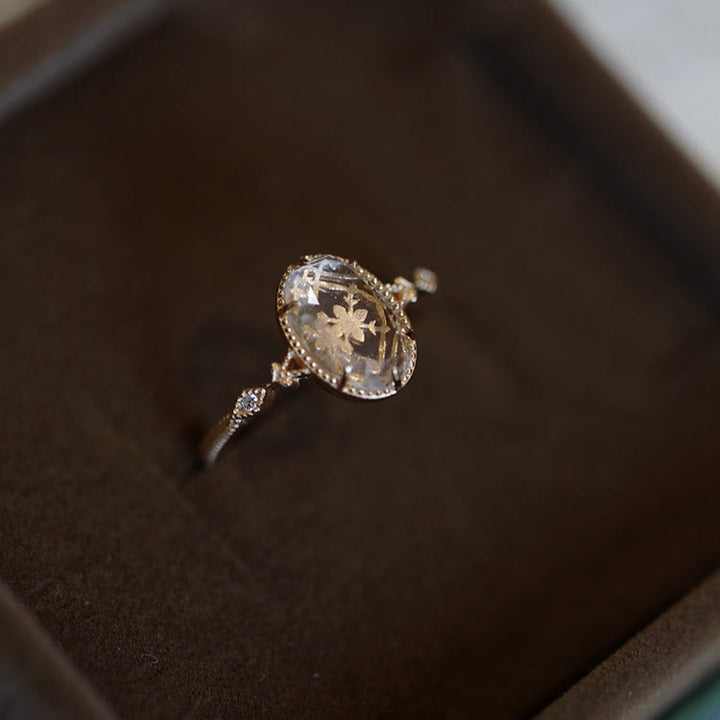 Anello Olivenorma in argento 925 con cristallo trasparente inciso antico