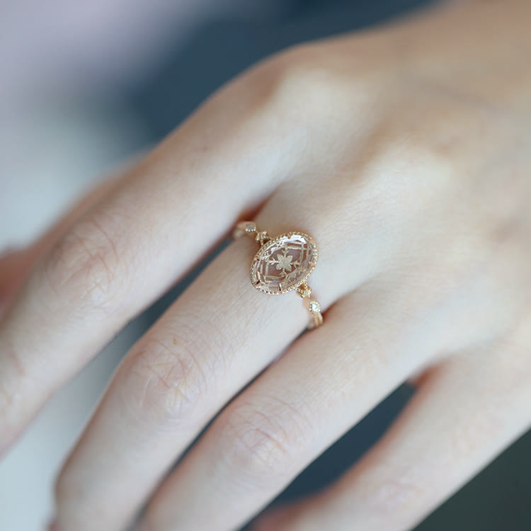 Anello Olivenorma in argento 925 con cristallo trasparente inciso antico