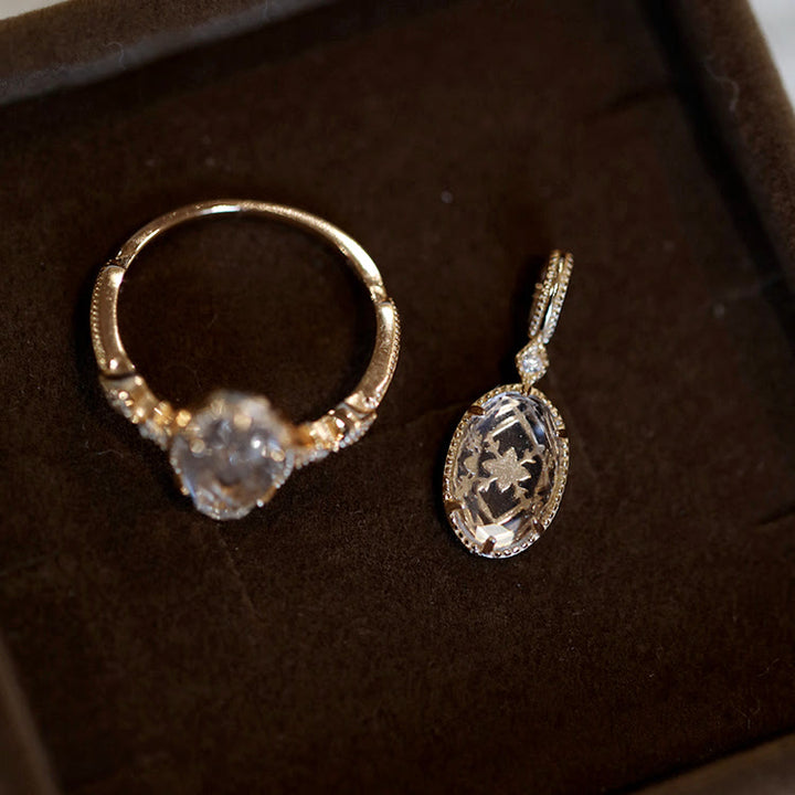 Anello Olivenorma in argento 925 con cristallo trasparente inciso antico