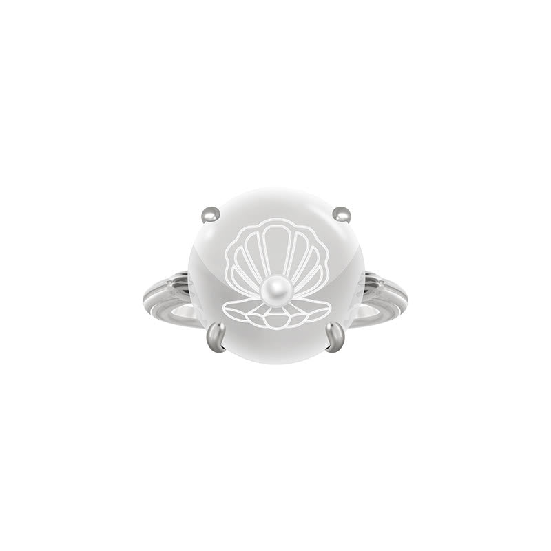 Anello Olivenorma con design a conchiglia in cristallo trasparente e perla - image 1