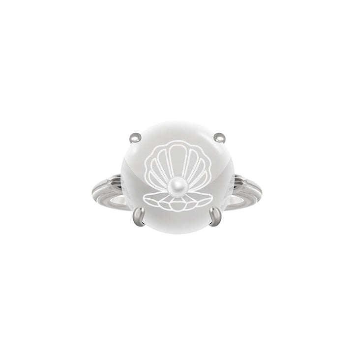 Anello Olivenorma con design a conchiglia in cristallo trasparente e perla - image 1