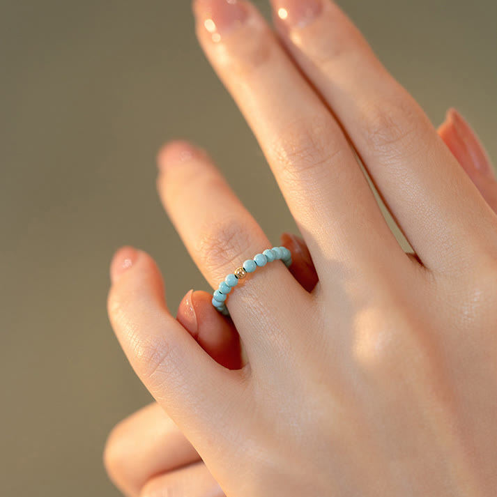 Olivenorma Anello con perline turchesi extra fini da 2 mm - image 2